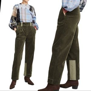 Ganni Olive Green Corduroy Pants